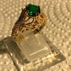 925 silver green vintage style ring